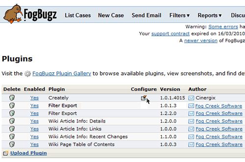 Configure to purchase Fogbugz Plugin
