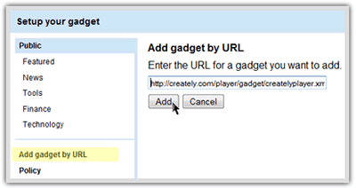 Add URL to embed Gadget