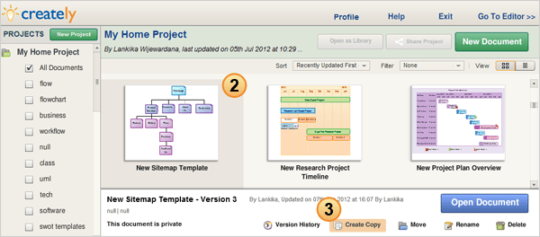 Creately Diagram Manager - Create a Copy