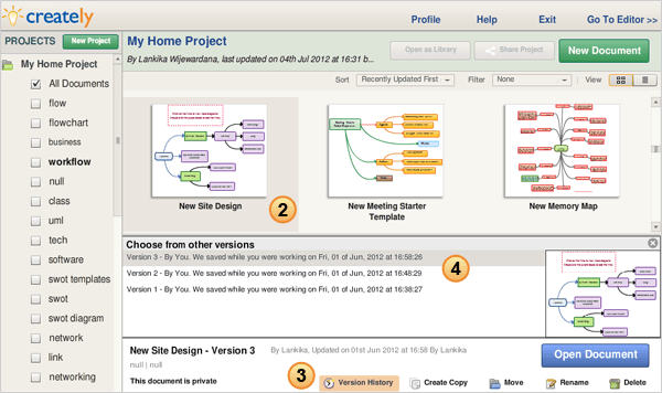 Creately Dashboard - Revisions