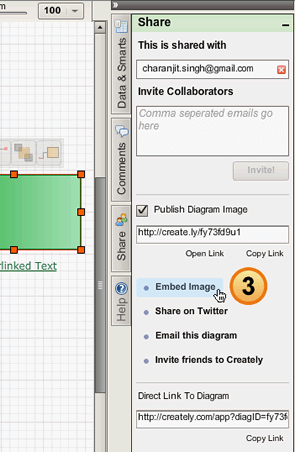 Click to reveal embeddable image widget dialog