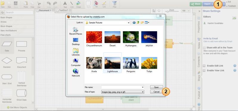 Upload Images to Creately drawing