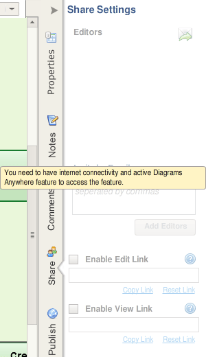 Disabled share panel