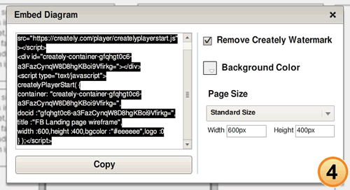 Click to reveal embeddable image widget dialog