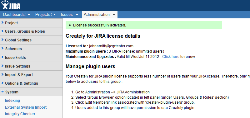 Activate purchased license