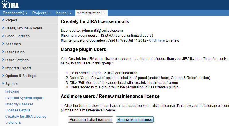 Extend Maintenance of your Creately for JIRA license