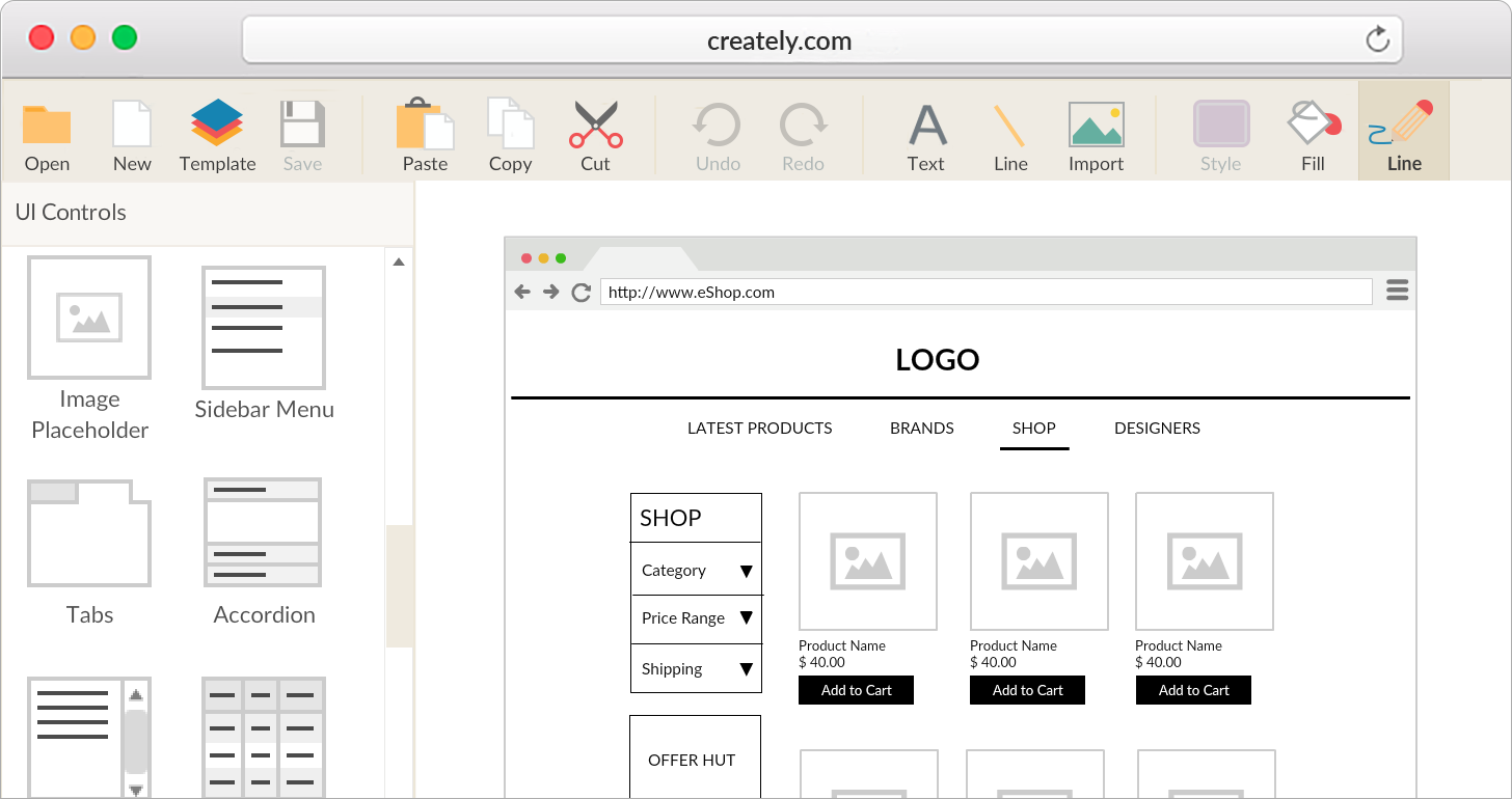 Online Wireframe and UI Mockup Tool Creately