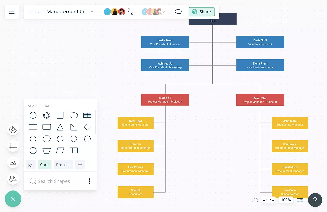 project management organization chart template