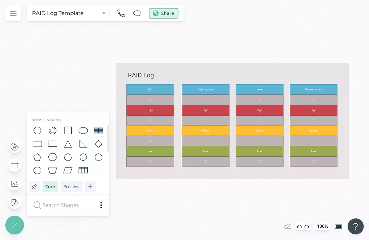 RAID Log Excel Template for Project Management