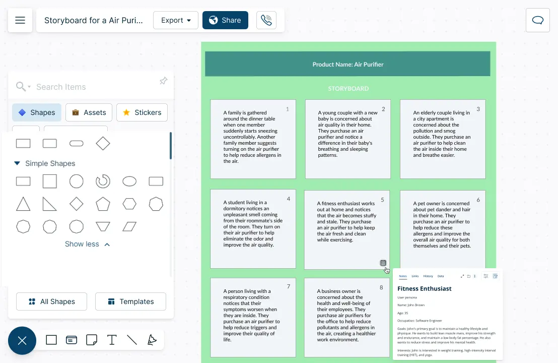 An example of a Product Storyboard Template