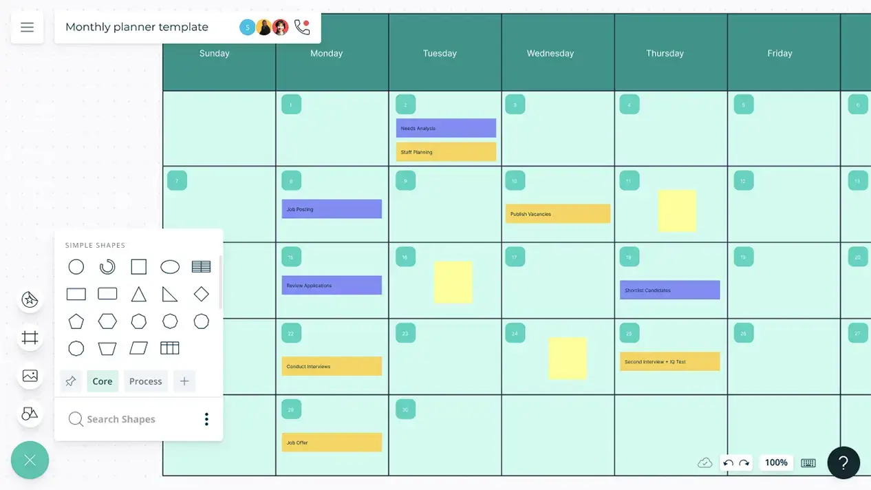 Monthly Planner Template Online Monthly Planner Creately