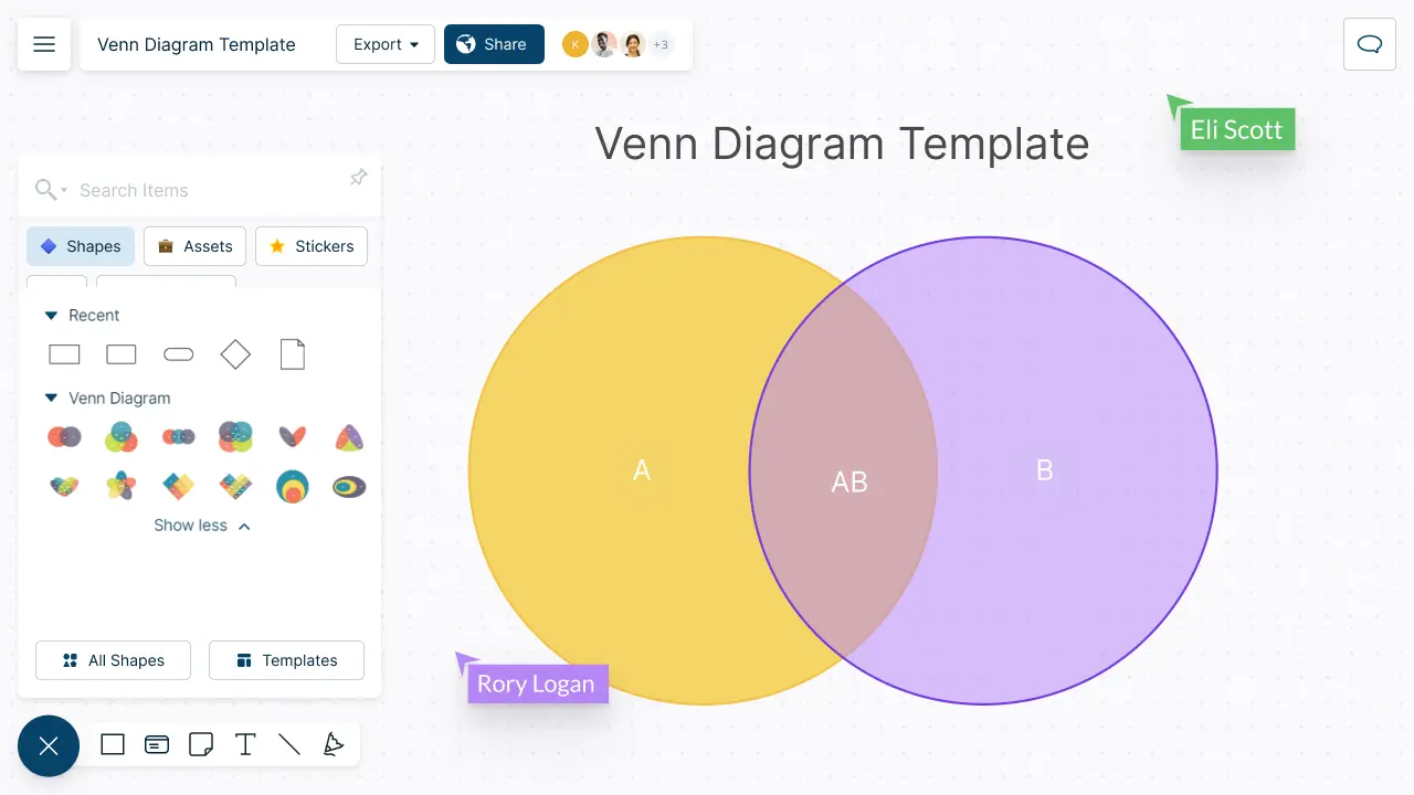 5-Set Venn diagram - Template  Venn diagrams - Vector stencils